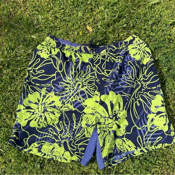 Sand & Sun Mens Swim Shorts Size XL Green blue Floral Lined Beach surf trunks - Picture 4 of 4